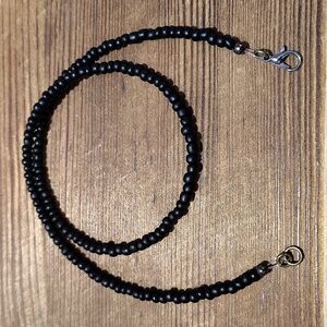 Black Beaded Men's Necklace, Handmade Men's Necklace, Matte Black